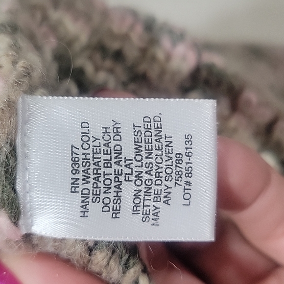 Liz Claiborne Wool Blend Chunky Shawl Collar Sweater Neutral Tone Colors Large - Picture 13 of 14